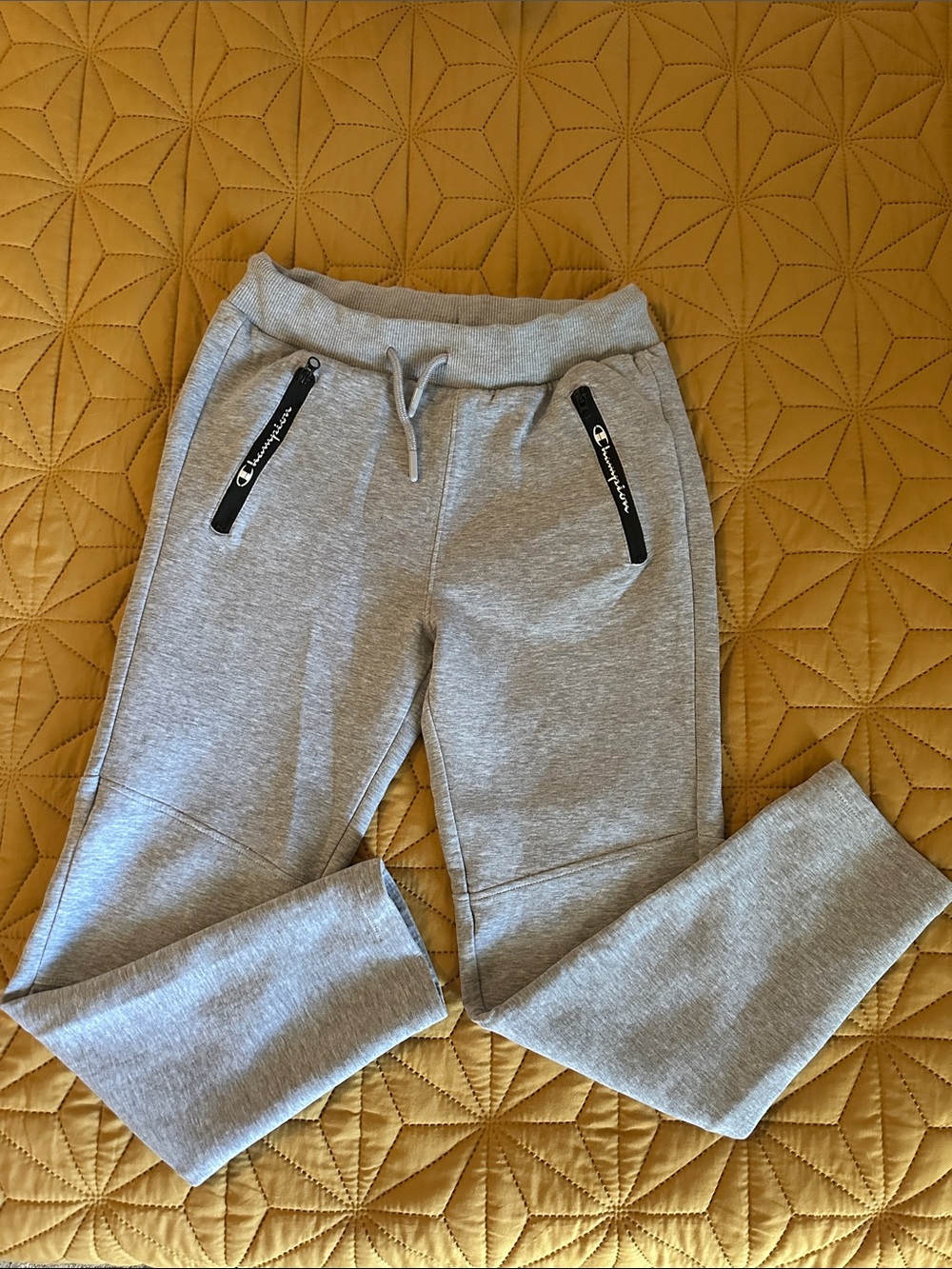 Champion Light Gray Fleece Joggers with Branded Zip Pockets